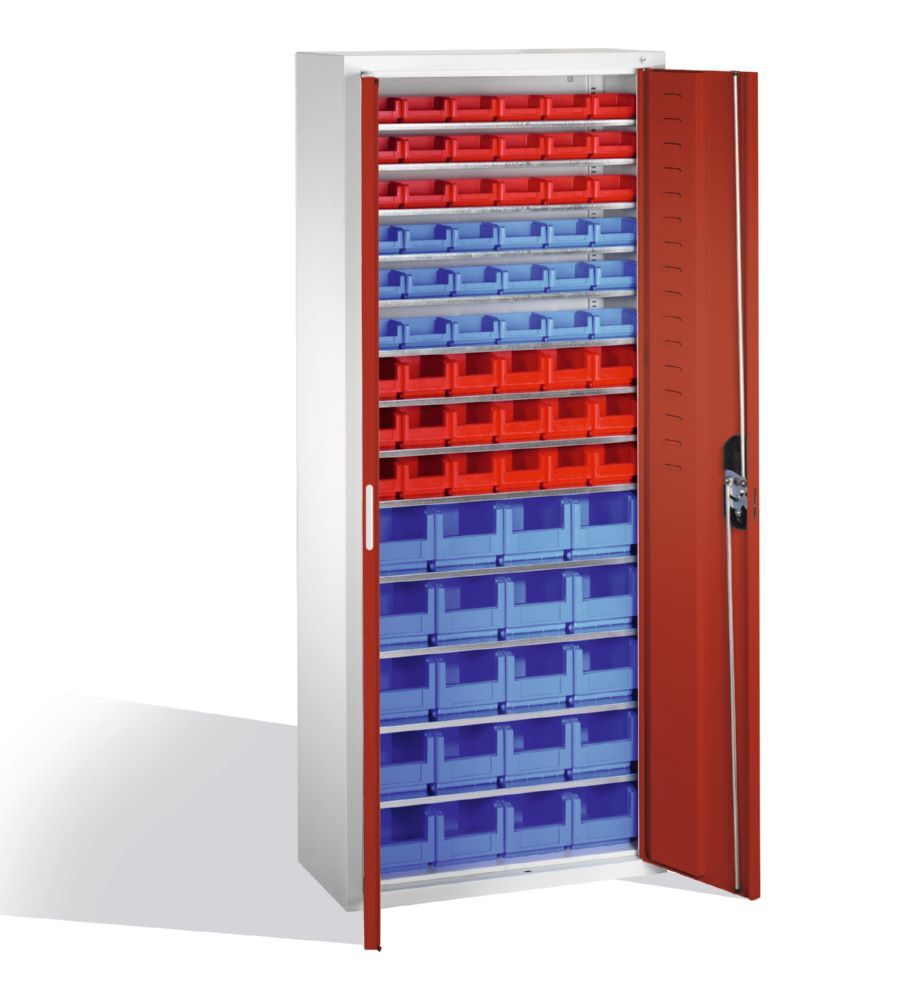 C+P Magazinschrank Serie 13 aus Stahl in rubinrot 700 x 300 x 1690 mm Produktbild C+P Magazinschrank Serie 13 aus Stahl in rubinrot 700 x 300 x 1690 mm bild 2