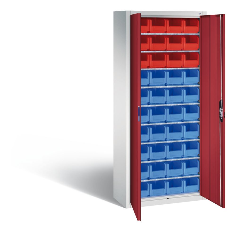 C+P Magazinschrank mit verschiedenen Lagerkästen rubinrot 700 x 300 x 1690 mm Produktbild C+P Magazinschrank mit verschiedenen Lagerkästen rubinrot 700 x 300 x 1690 mm bild 2