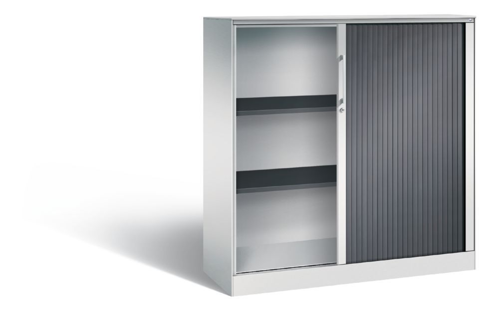 C+P Breiter Rollladenschrank Asisto 2 Böden lichtgrau grau 1200 x 435 x 1310 mm Produktbild C+P Breiter Rollladenschrank Asisto 2 Böden lichtgrau grau 1200 x 435 x 1310 mm bild 2