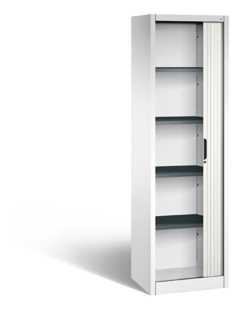 C+P Rollladenschrank Omnispace mit Aluminiumschlossleiste weiß 600 x 420 x 1980 mm Produktbild C+P Rollladenschrank Omnispace mit Aluminiumschlossleiste weiß 600 x 420 x 1980 mm bild 2