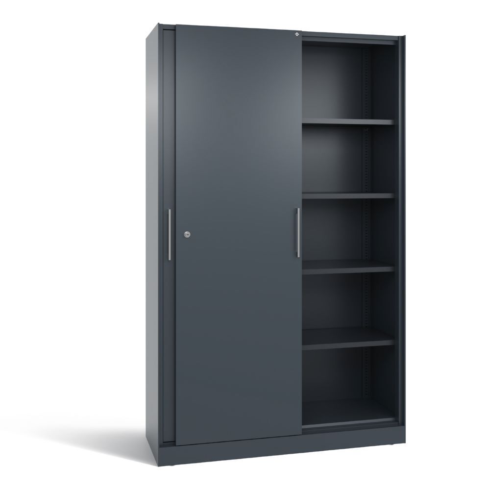 C+P Schiebetürenschrank Asisto H 1980 x B 1200 x T 435 mm in anthrazit Produktbild C+P Schiebetürenschrank Asisto H 1980 x B 1200 x T 435 mm in anthrazit bild 2