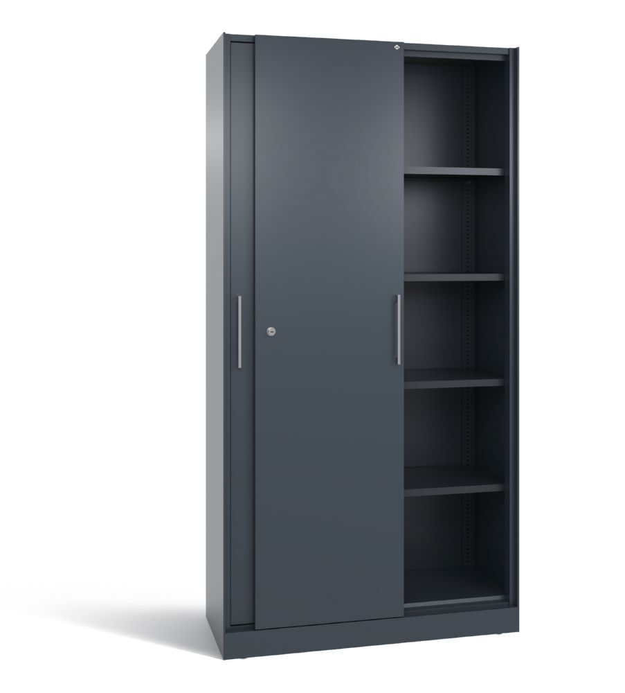 C+P Schiebetürenschrank Asisto mit Doppeltüren anthrazit 1000 x 435 x 1980 mm Produktbild C+P Schiebetürenschrank Asisto mit Doppeltüren anthrazit 1000 x 435 x 1980 mm bild 2