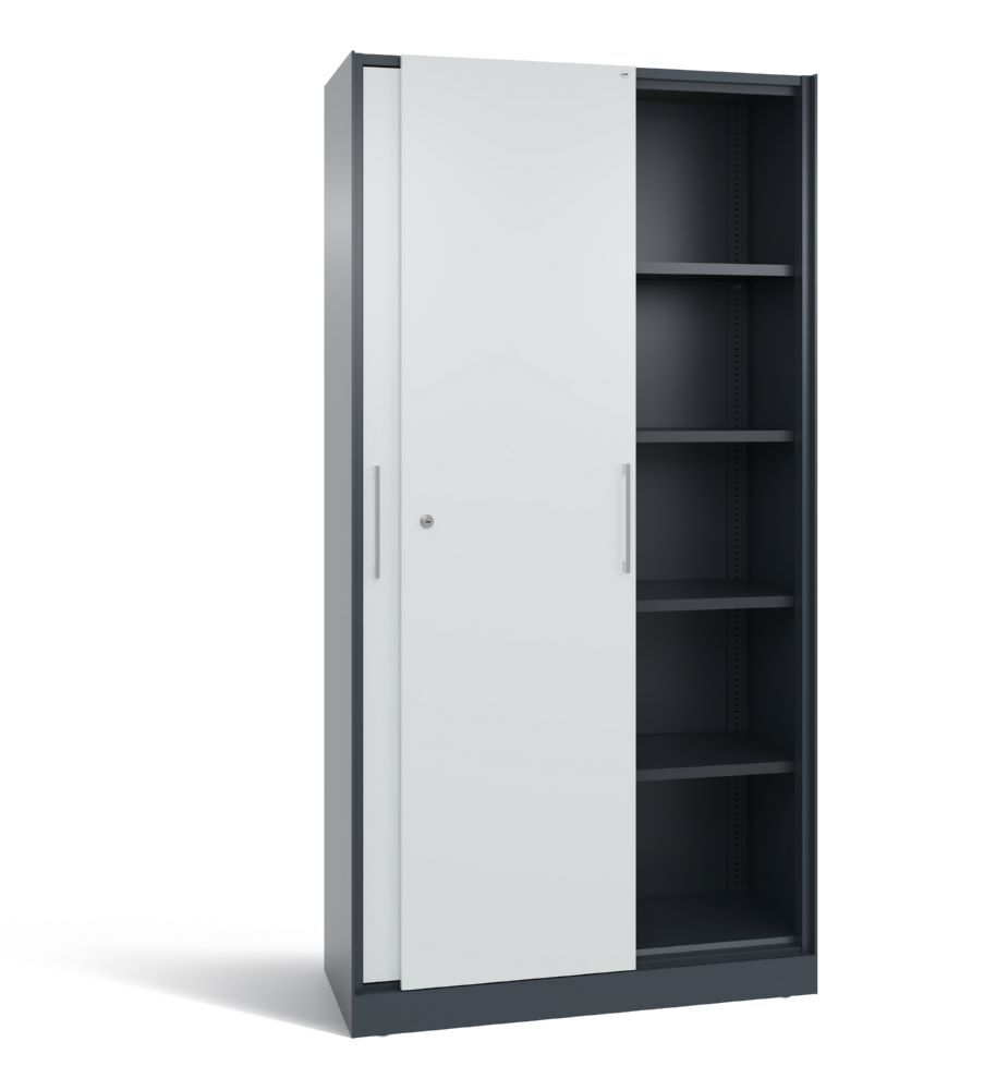 C+P Schiebetürenschrank Asisto mit Doppeltüren lichtgrau 1000 x 435 x 1980 mm Produktbild C+P Schiebetürenschrank Asisto mit Doppeltüren lichtgrau 1000 x 435 x 1980 mm bild 2