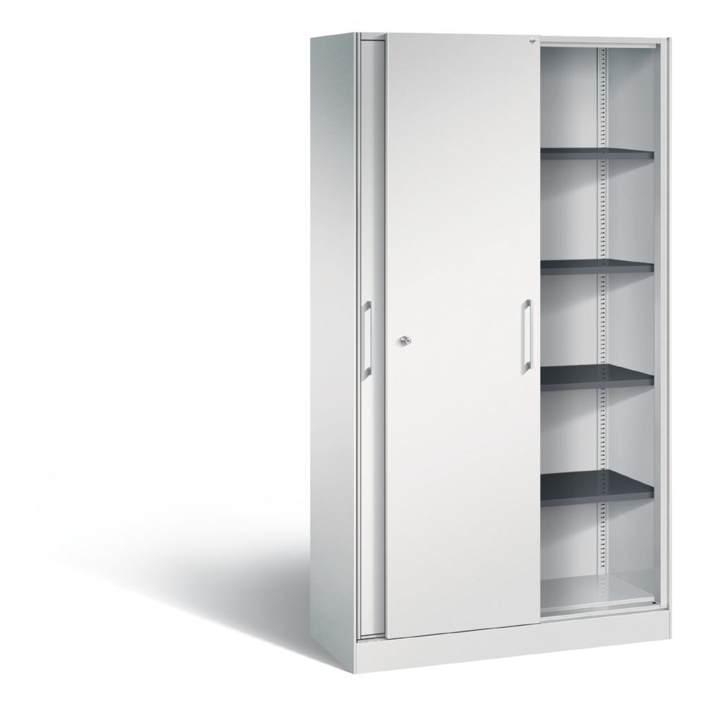 C+P Schiebetürenschrank Asisto flexible Fächer lichtgrau 1000 x 435 x 1980 mm Produktbild C+P Schiebetürenschrank Asisto flexible Fächer lichtgrau 1000 x 435 x 1980 mm bild 2