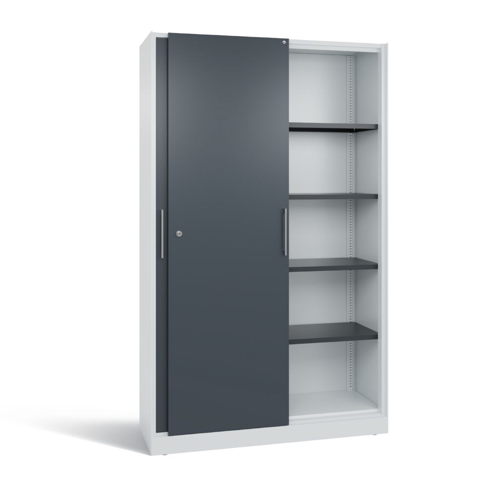 C+P Schiebetürenschrank Asisto 1980 x 1200 x 435 mm lichtgrau anthrazit Produktbild C+P Schiebetürenschrank Asisto 1980 x 1200 x 435 mm lichtgrau anthrazit bild 2