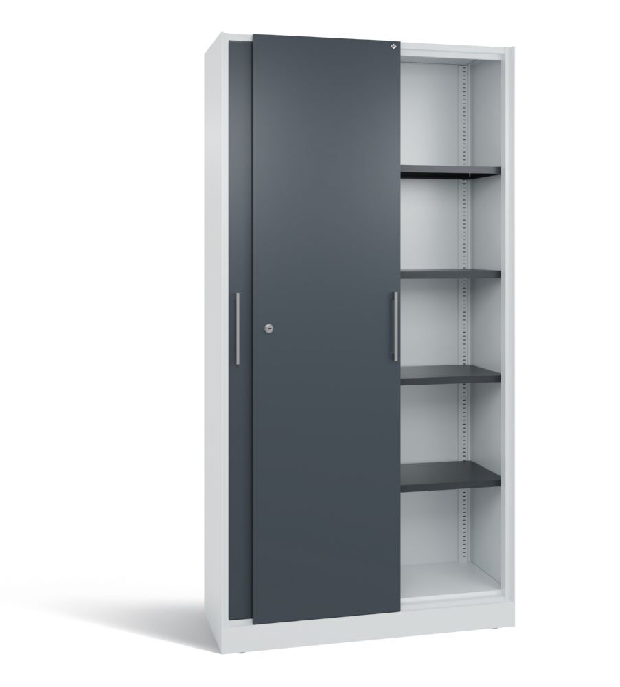 C+P Schiebetürenschrank Asisto mit Doppeltüren anthrazitgrau 1000 x 435 x 1980 mm Produktbild C+P Schiebetürenschrank Asisto mit Doppeltüren anthrazitgrau 1000 x 435 x 1980 mm bild 2