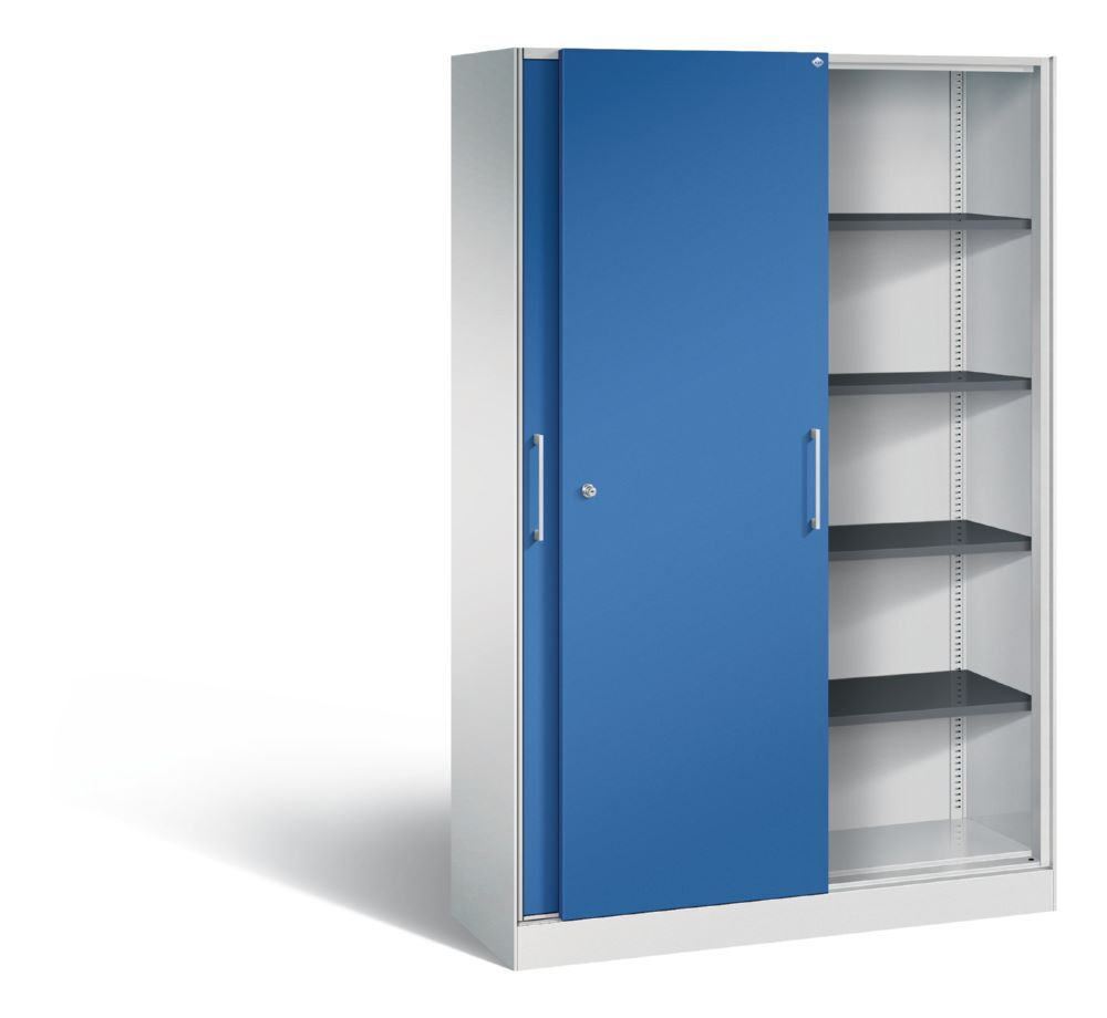 C+P Schiebetürenschrank Asisto 1980 x 1200 x 435 mm lichtgrau enzianblau Produktbild C+P Schiebetürenschrank Asisto 1980 x 1200 x 435 mm lichtgrau enzianblau bild 2