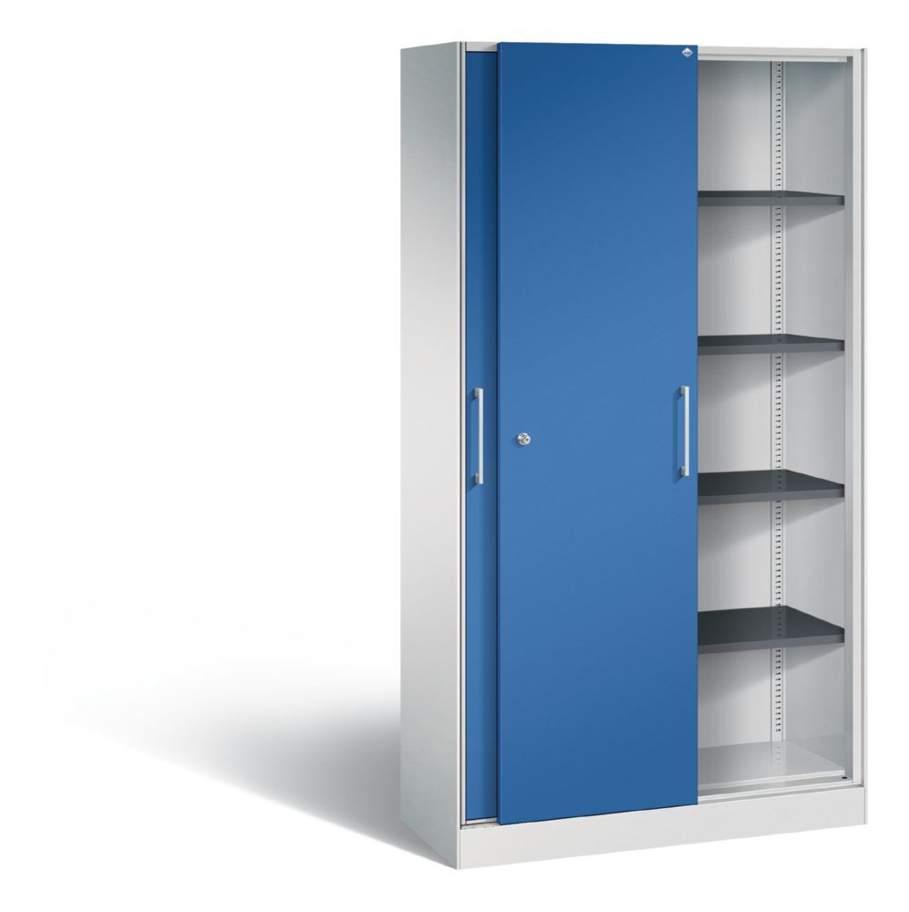 C+P Schiebetürenschrank Asisto flexible Fächer enzianblau 1000 x 435 x 1980 mm Produktbild C+P Schiebetürenschrank Asisto flexible Fächer enzianblau 1000 x 435 x 1980 mm bild 2