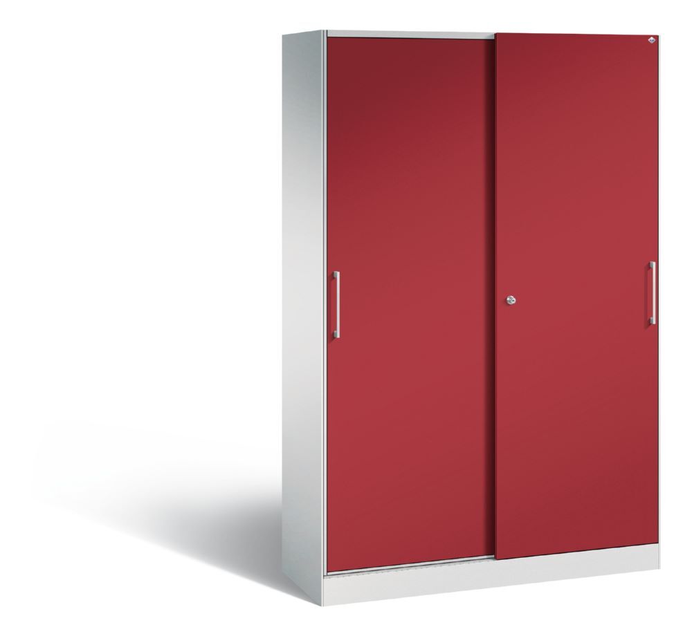 C+P Schiebetürenschrank Asisto 1980 x 1200 x 435 mm lichtgrau rubinrot Produktbild C+P Schiebetürenschrank Asisto 1980 x 1200 x 435 mm lichtgrau rubinrot
