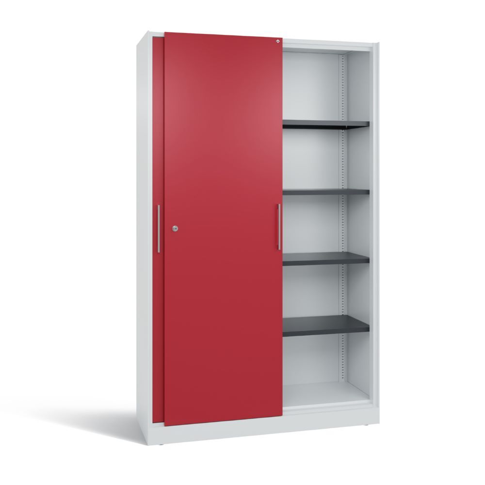 C+P Schiebetürenschrank Asisto 1980 x 1200 x 435 mm lichtgrau rubinrot Produktbild C+P Schiebetürenschrank Asisto 1980 x 1200 x 435 mm lichtgrau rubinrot bild 2
