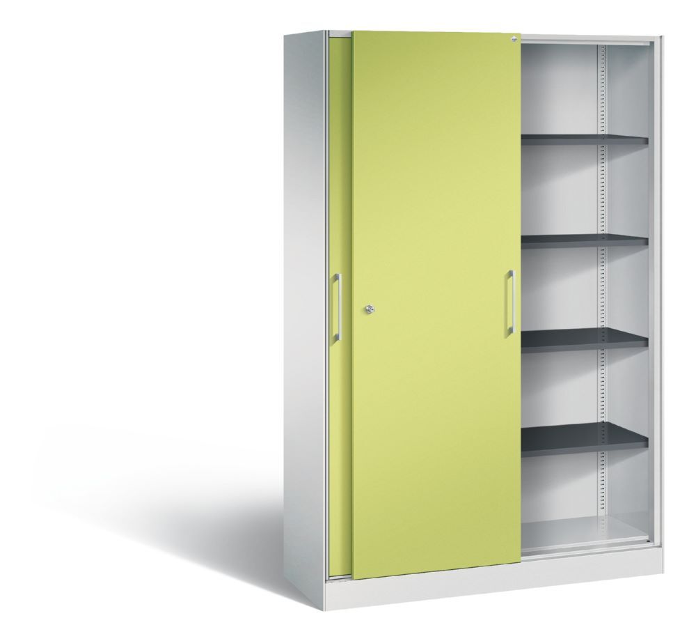 C+P Schiebetürenschrank Asisto 1980 x 1200 x 435 mm lichtgrau viridingrün Produktbild C+P Schiebetürenschrank Asisto 1980 x 1200 x 435 mm lichtgrau viridingrün bild 2