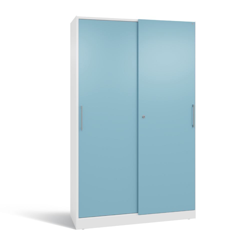 C+P Schiebetürenschrank Asisto 1980 x 1200 x 435 mm weiß horizontblau Produktbild C+P Schiebetürenschrank Asisto 1980 x 1200 x 435 mm weiß horizontblau