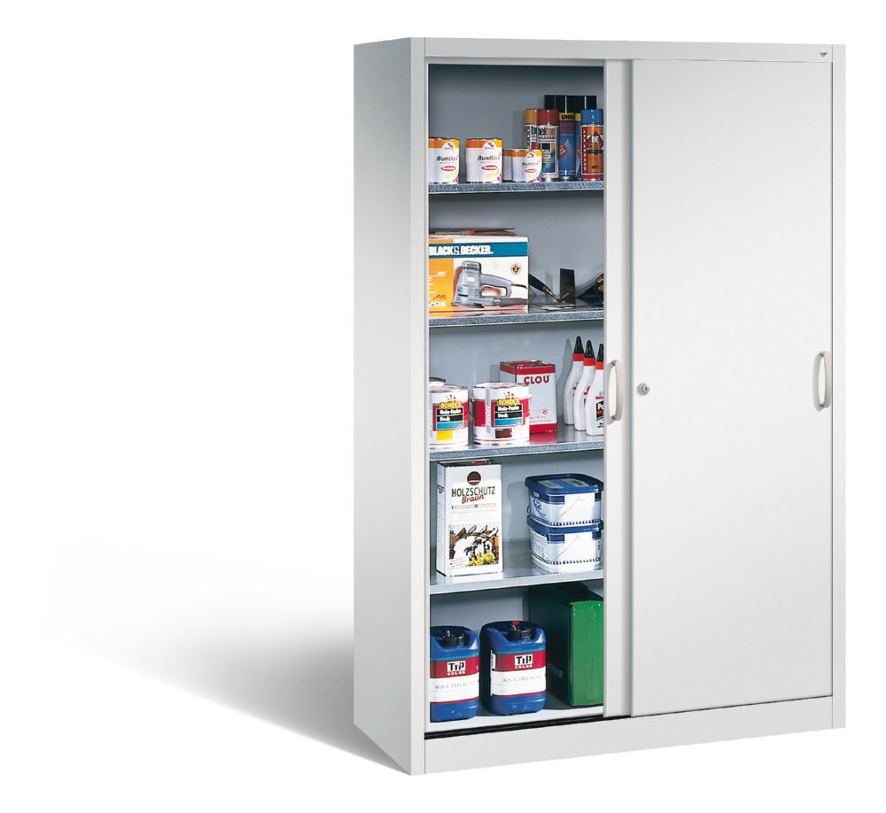 C+P Schiebetürenschrank Acurado 4 große Fachböden lichtgrau 1200 x 500 x 1950 mm Produktbild C+P Schiebetürenschrank Acurado 4 große Fachböden lichtgrau 1200 x 500 x 1950 mm bild 3