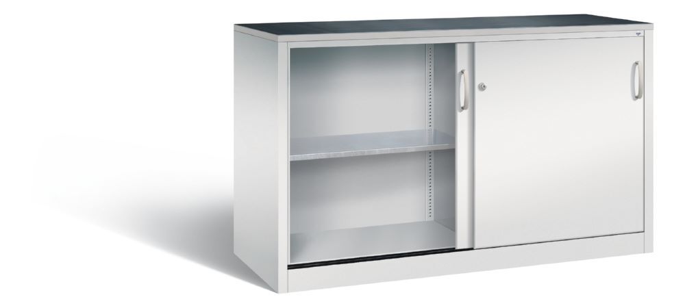 C+P Schiebetürenschrank fürs Büro Acurado 2000 lichtgrau 1600 x 600 x 1000 mm Produktbild C+P Schiebetürenschrank fürs Büro Acurado 2000 lichtgrau 1600 x 600 x 1000 mm bild 2