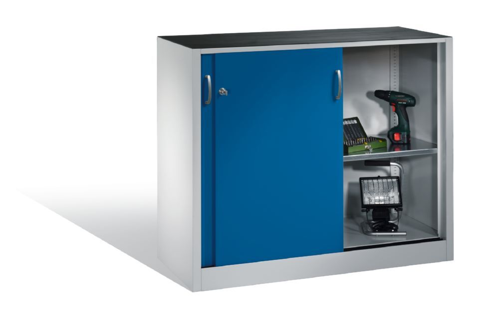 C+P Schiebetürenschrank Acurado 2000 1 Fachboden enzianblau 1200 x 400 x 1000 mm Produktbild C+P Schiebetürenschrank Acurado 2000 1 Fachboden enzianblau 1200 x 400 x 1000 mm bild 3