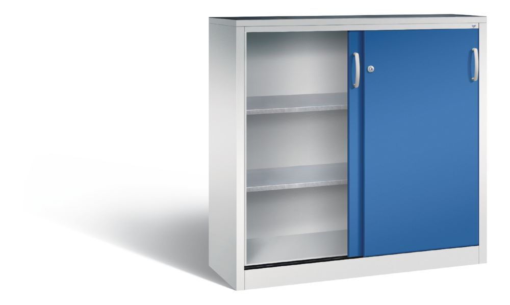 C+P Schiebetürenschrank Acurado 2000 2 Fächer enzianblau 1200 x 400 x 1200 mm Produktbild C+P Schiebetürenschrank Acurado 2000 2 Fächer enzianblau 1200 x 400 x 1200 mm bild 2