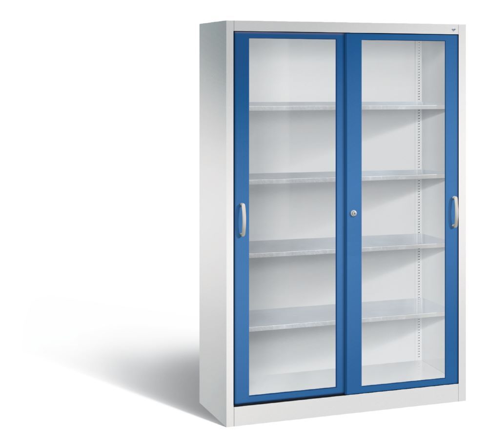 C+P Werkzeug Schiebetürenschrank Acurado 2000 H 1950 mm lichtgrau enzianblau Produktbild C+P Werkzeug Schiebetürenschrank Acurado 2000 H 1950 mm lichtgrau enzianblau