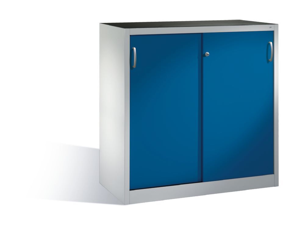 C+P Schiebetürenschrank Acurado mit Gummiriefenmatte enzianblau 1200 x 500 x 1200 mm