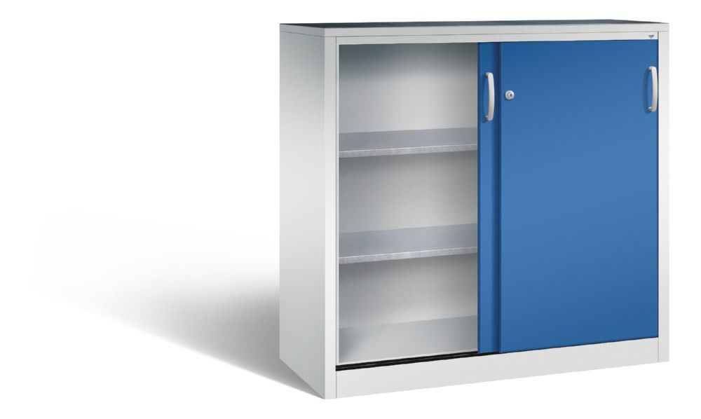 C+P Schiebetürenschrank Acurado mit Gummiriefenmatte enzianblau 1200 x 500 x 1200 mm