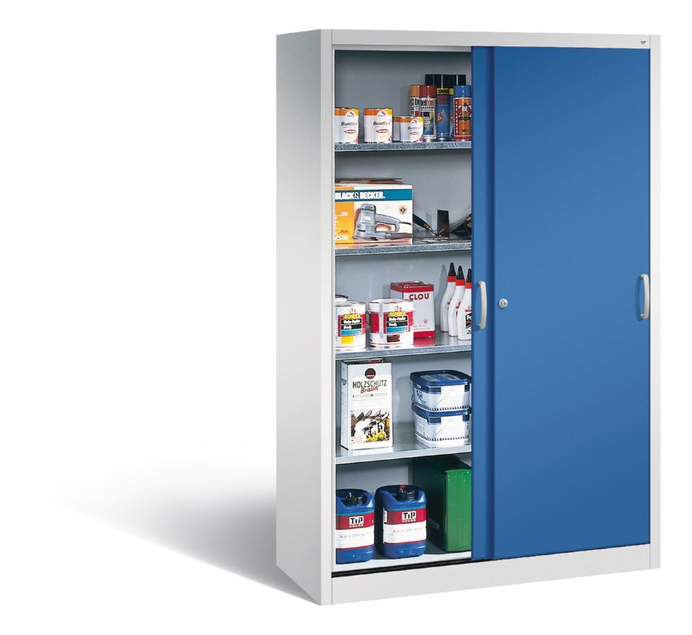 C+P Schiebetürenschrank Acurado 4 große Fachböden enzianblau 1200 x 500 x 1950 mm Produktbild C+P Schiebetürenschrank Acurado 4 große Fachböden enzianblau 1200 x 500 x 1950 mm bild 3