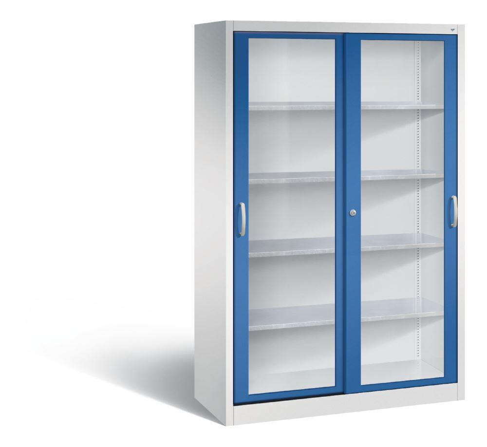 C+P Werkzeug Schiebetürenschrank Acurado 2000 H 1950 mm lichtgrau enzianblau Produktbild C+P Werkzeug Schiebetürenschrank Acurado 2000 H 1950 mm lichtgrau enzianblau