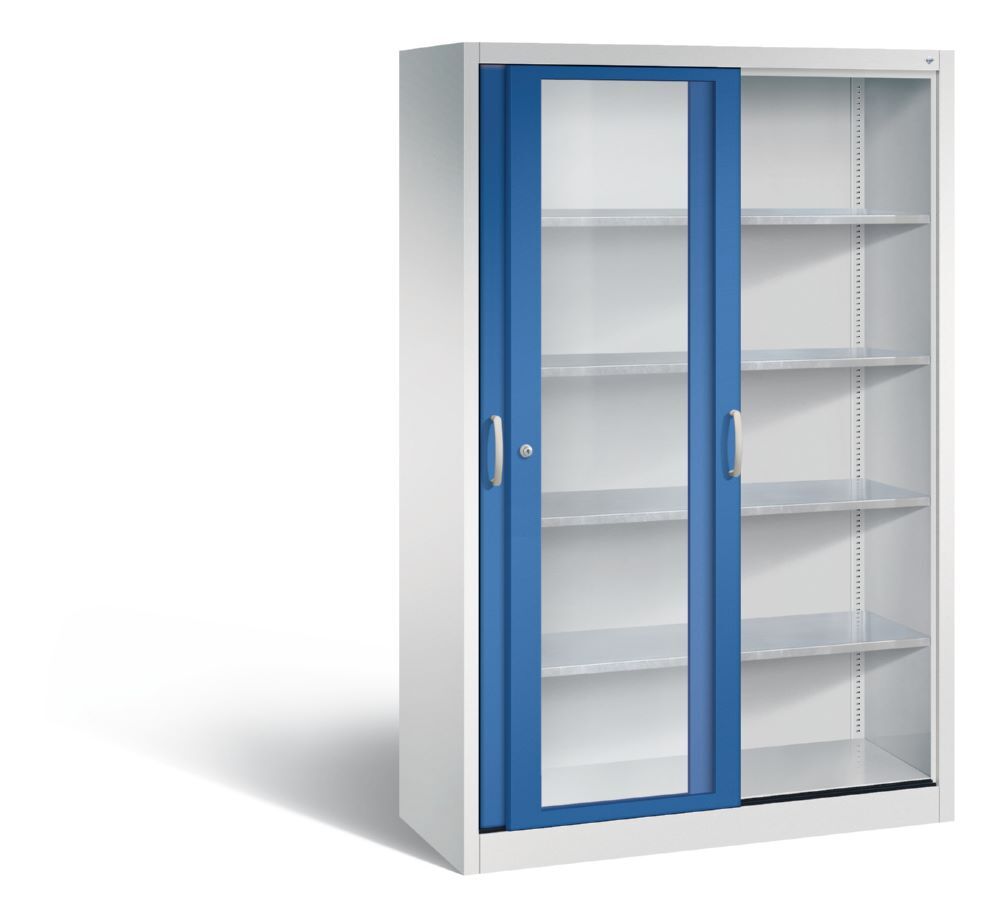 C+P Werkzeug Schiebetürenschrank Acurado 2000 H 1950 mm lichtgrau enzianblau Produktbild C+P Werkzeug Schiebetürenschrank Acurado 2000 H 1950 mm lichtgrau enzianblau bild 2