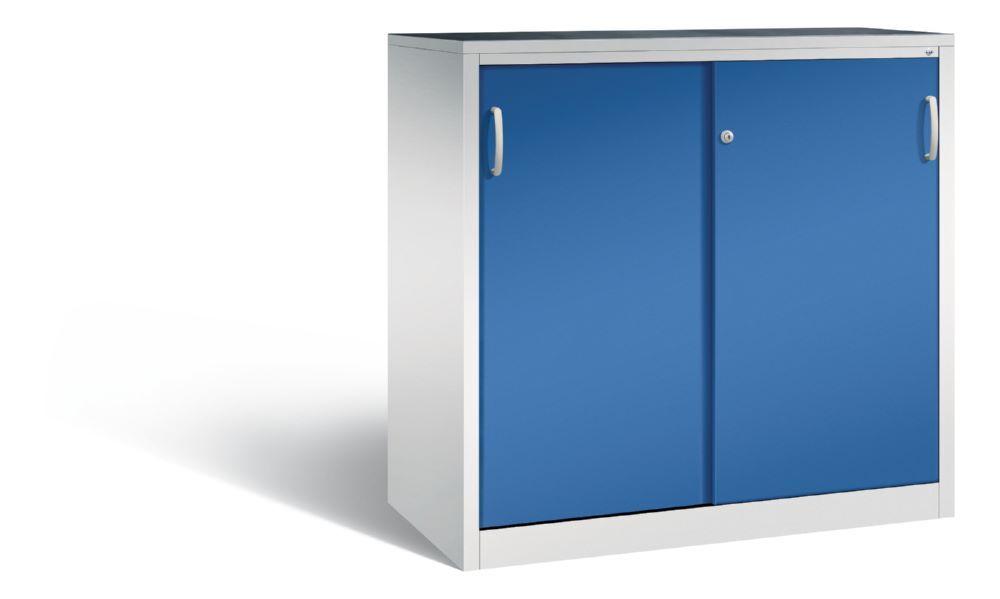 C+P Schiebetürenschrank mit Leichtlaufrollen enzianblau 1200 x 600 x 1200 mm Produktbild C+P Schiebetürenschrank mit Leichtlaufrollen enzianblau 1200 x 600 x 1200 mm