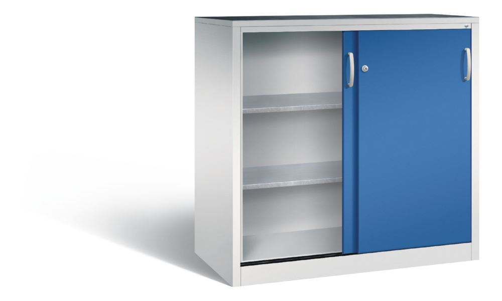 C+P Schiebetürenschrank mit Leichtlaufrollen enzianblau 1200 x 600 x 1200 mm Produktbild C+P Schiebetürenschrank mit Leichtlaufrollen enzianblau 1200 x 600 x 1200 mm bild 2