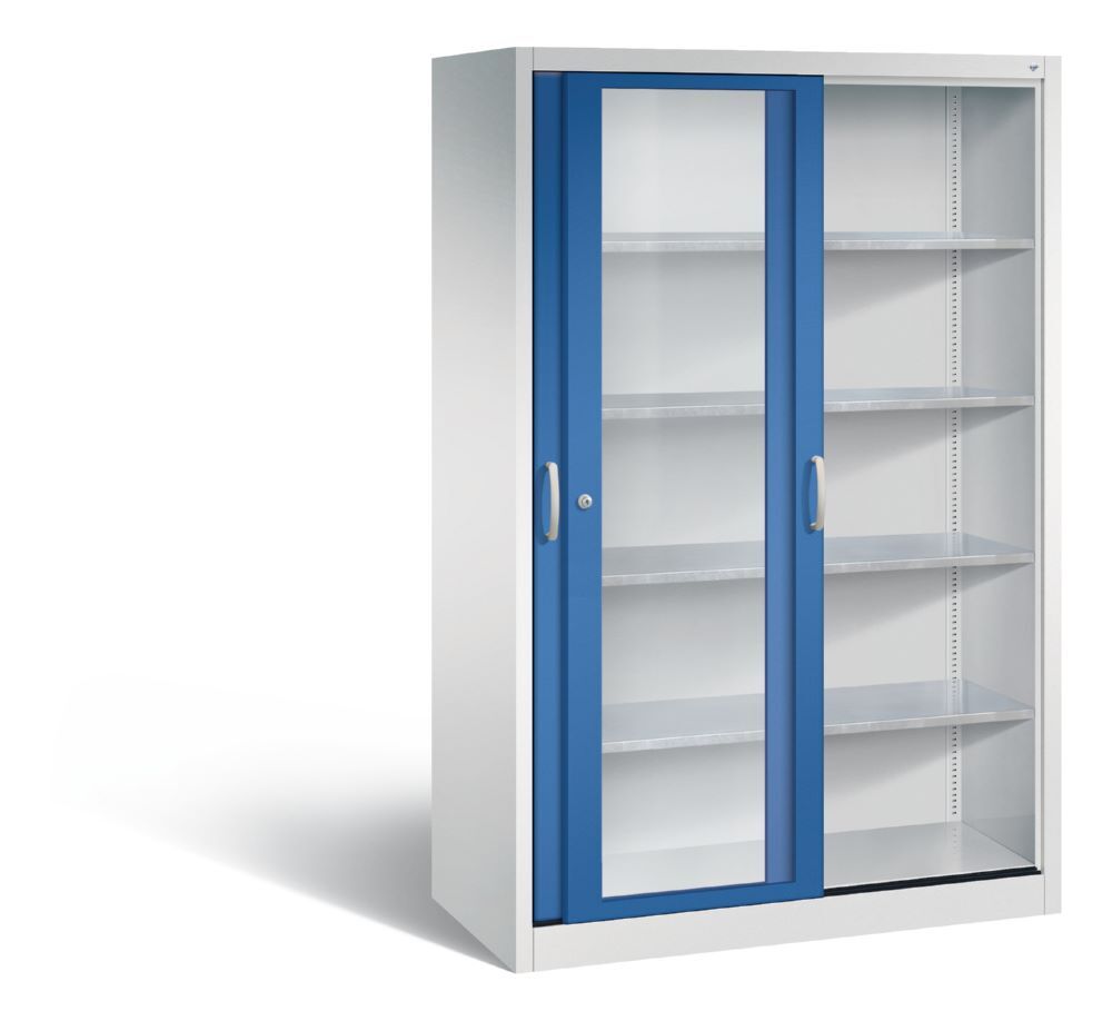 C+P Werkzeug Schiebetürenschrank Acurado 2000 H 1950 mm lichtgrau enzianblau Produktbild C+P Werkzeug Schiebetürenschrank Acurado 2000 H 1950 mm lichtgrau enzianblau bild 2