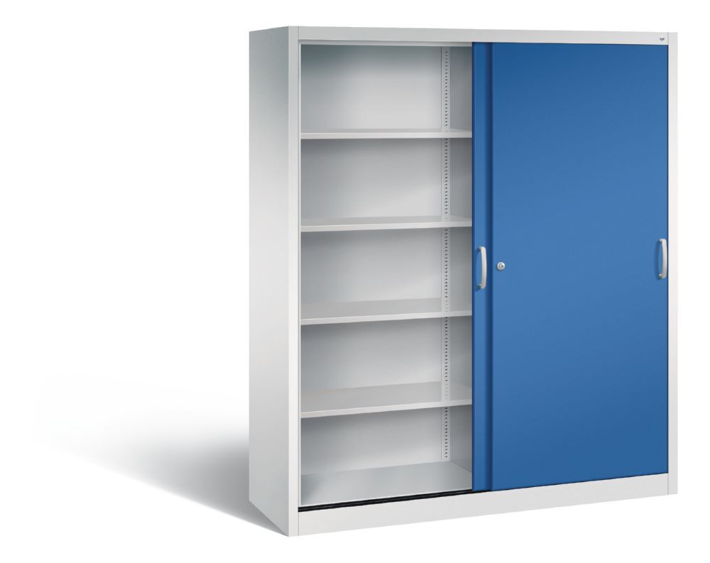 C+P Schiebetürenschrank Acurado 2000 1950 x 1600 x 500 mm lichtgrau enzianblau Produktbild C+P Schiebetürenschrank Acurado 2000 1950 x 1600 x 500 mm lichtgrau enzianblau bild 2
