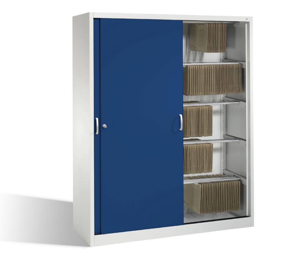 C+P Schiebetürenschrank Acurado 2000 1950 x 1600 x 500 mm lichtgrau enzianblau Produktbild C+P Schiebetürenschrank Acurado 2000 1950 x 1600 x 500 mm lichtgrau enzianblau bild 3