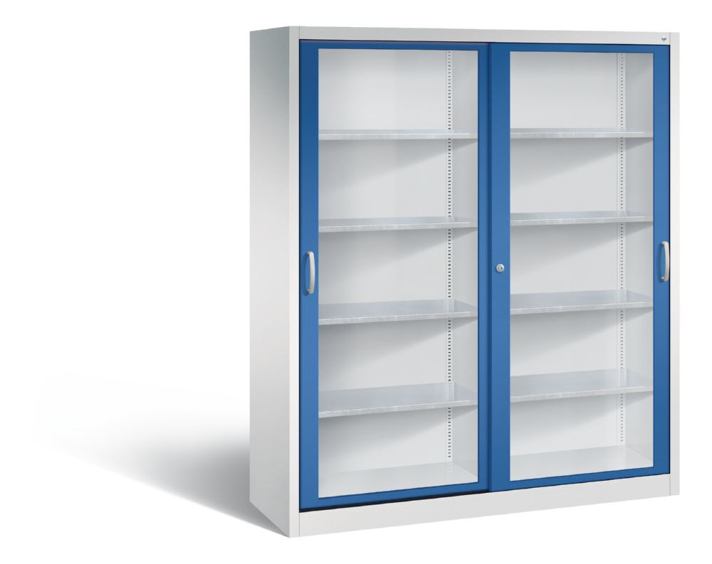 C+P Schiebetürenschrank Acurado 2000 1950 x 1600 x 500 mm lichtgrau enzianblau Produktbild C+P Schiebetürenschrank Acurado 2000 1950 x 1600 x 500 mm lichtgrau enzianblau