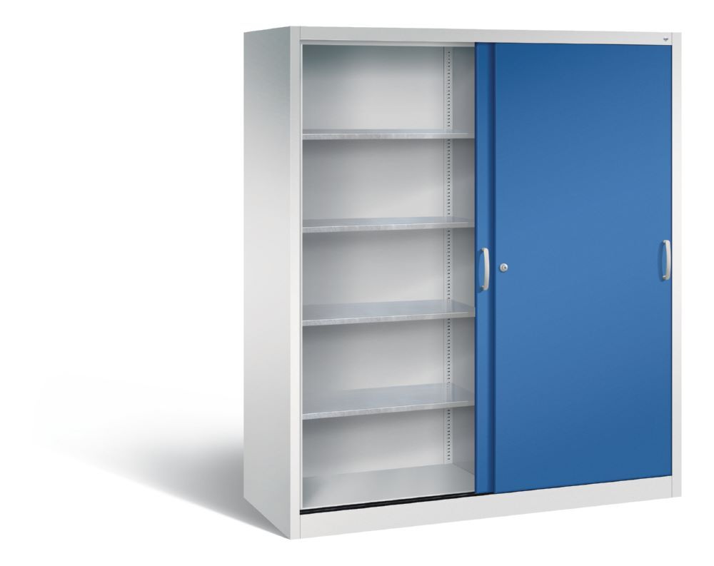 C+P Schiebetürenschrank Acurado 2000 1950 x 1600 x 600 mm lichtgrau enzianblau Produktbild C+P Schiebetürenschrank Acurado 2000 1950 x 1600 x 600 mm lichtgrau enzianblau bild 2