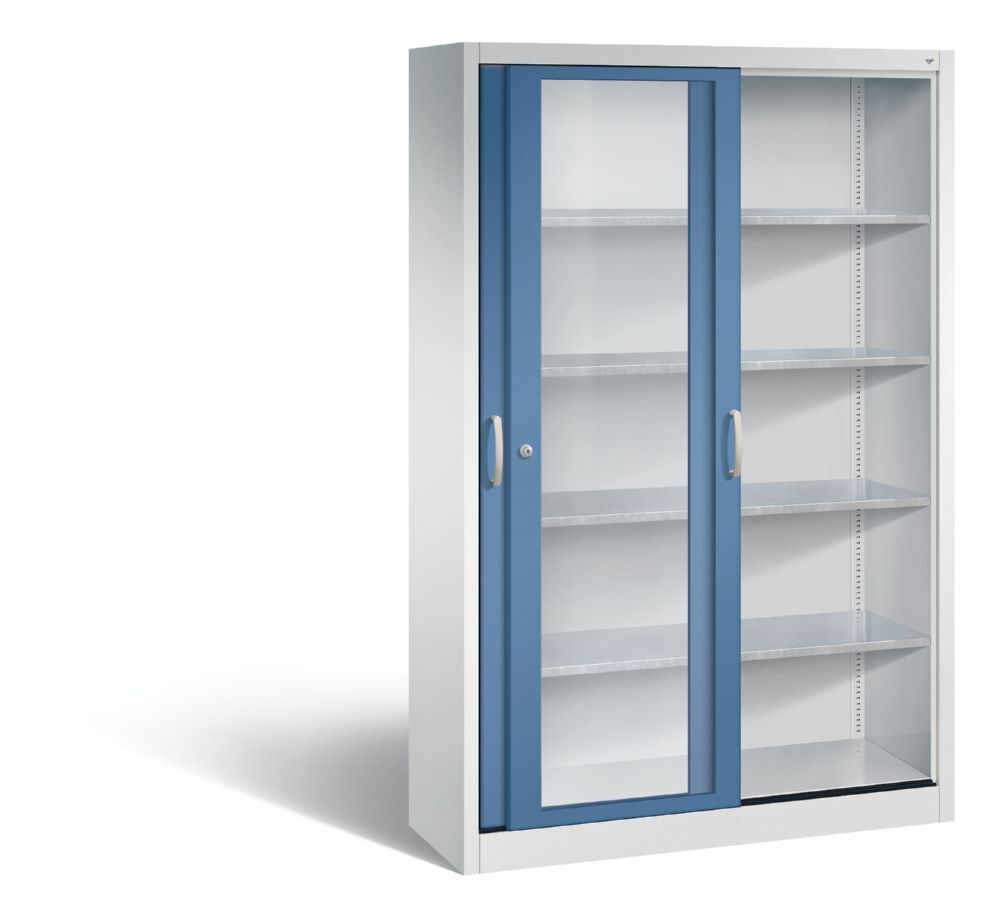 C+P Werkzeug Schiebetürenschrank Acurado 2000 H 1950 mm lichtgrau fernblau Produktbild C+P Werkzeug Schiebetürenschrank Acurado 2000 H 1950 mm lichtgrau fernblau bild 2