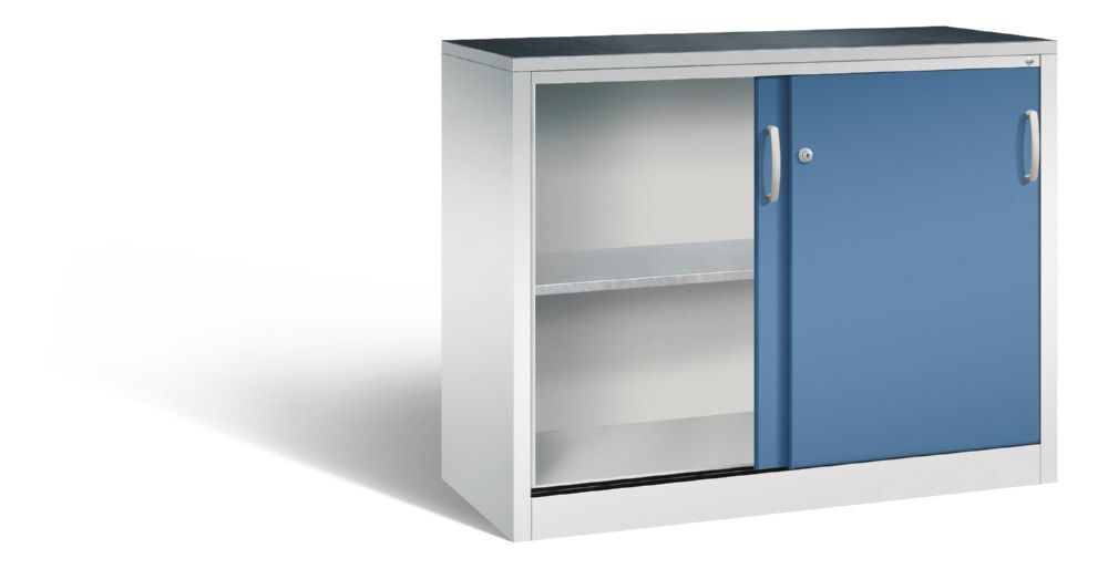 C+P Schiebetürenschrank Acurado 2000 1 Stahlfachboden fernblau 1200 x 500 x 1000 mm Produktbild C+P Schiebetürenschrank Acurado 2000 1 Stahlfachboden fernblau 1200 x 500 x 1000 mm bild 2