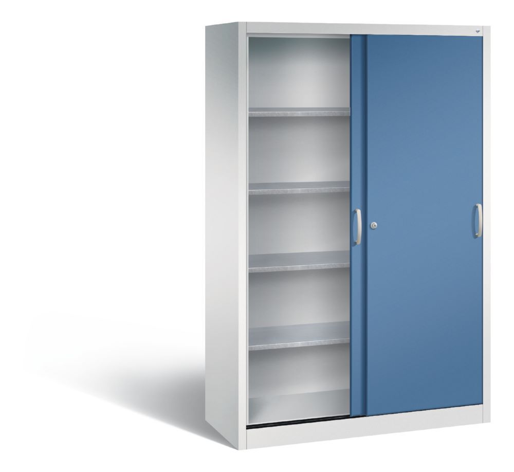 C+P Schiebetürenschrank Acurado 2000 4 große Fachböden fernblau 1200 x 500 x 1950 mm Produktbild C+P Schiebetürenschrank Acurado 2000 4 große Fachböden fernblau 1200 x 500 x 1950 mm bild 2