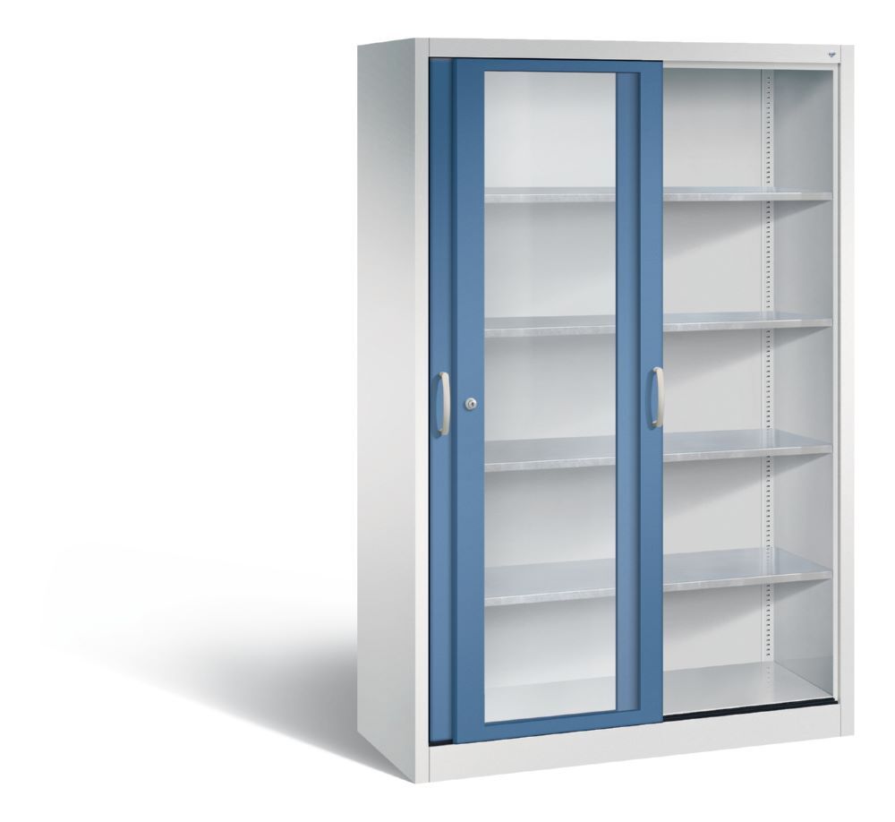 C+P Werkzeug Schiebetürenschrank Acurado 2000 H 1950 mm lichtgrau fernblau Produktbild C+P Werkzeug Schiebetürenschrank Acurado 2000 H 1950 mm lichtgrau fernblau bild 2