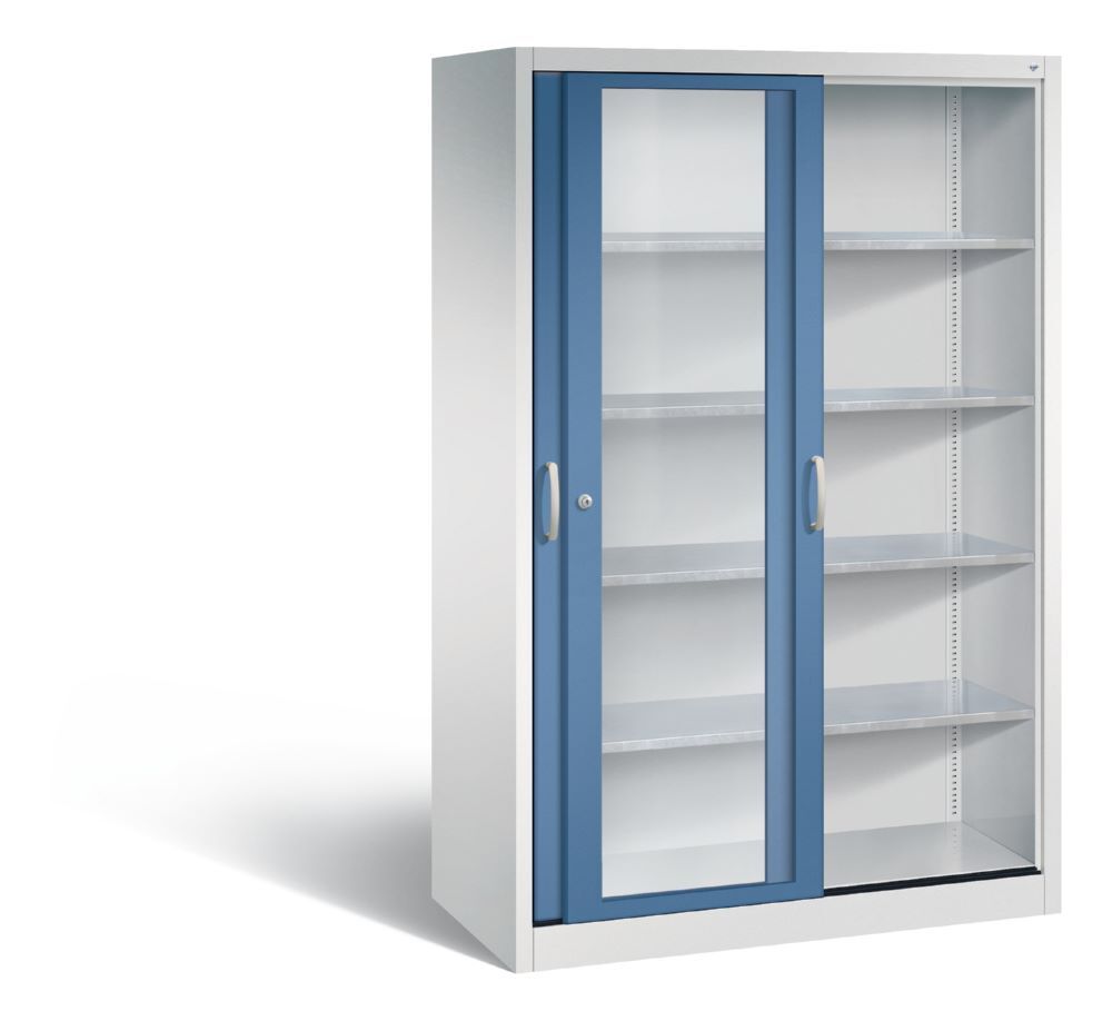 C+P Werkzeug Schiebetürenschrank Acurado 2000 H 1950 mm lichtgrau fernblau Produktbild C+P Werkzeug Schiebetürenschrank Acurado 2000 H 1950 mm lichtgrau fernblau bild 2