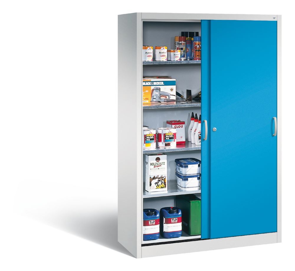 C+P Schiebetürenschrank Acurado 4 große Fachböden lichtblau 1200 x 500 x 1950 mm Produktbild C+P Schiebetürenschrank Acurado 4 große Fachböden lichtblau 1200 x 500 x 1950 mm bild 3