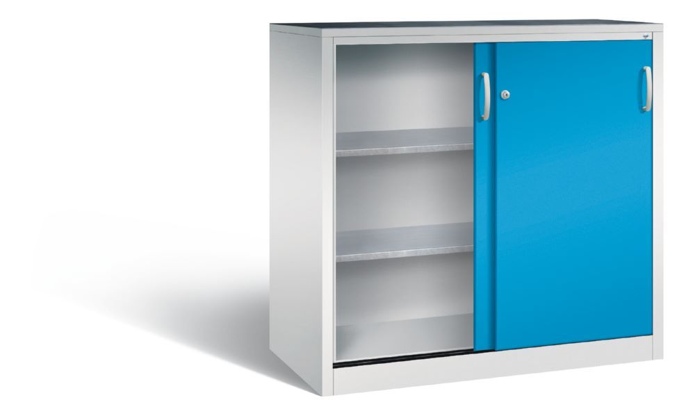 C+P Schiebetürenschrank mit Leichtlaufrollen lichtblau 1200 x 600 x 1200 mm Produktbild C+P Schiebetürenschrank mit Leichtlaufrollen lichtblau 1200 x 600 x 1200 mm bild 2