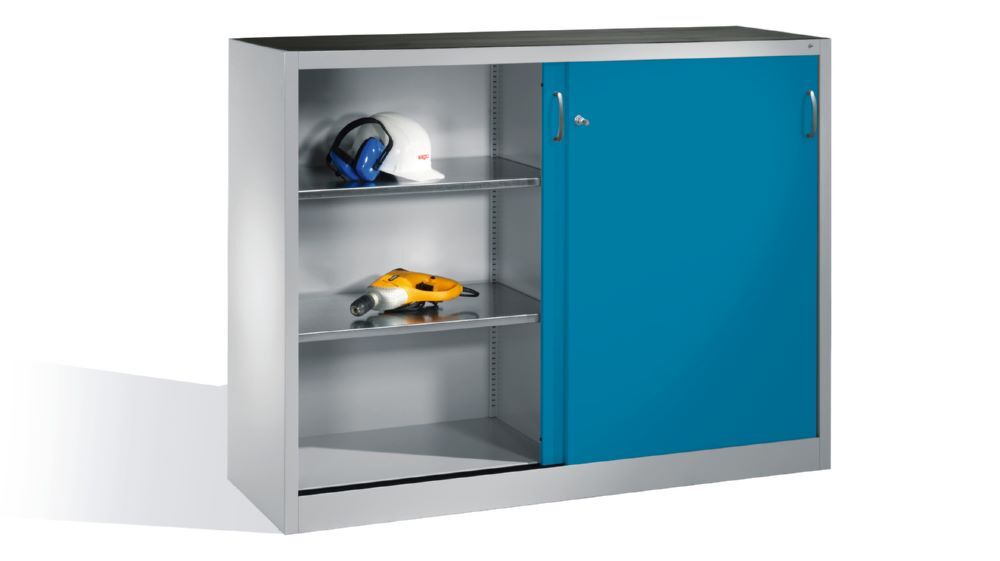 C+P Schiebetürenschrank Acurado 2000 mit Sichttüren lichtblau 1600 x 400 x 1200 mm