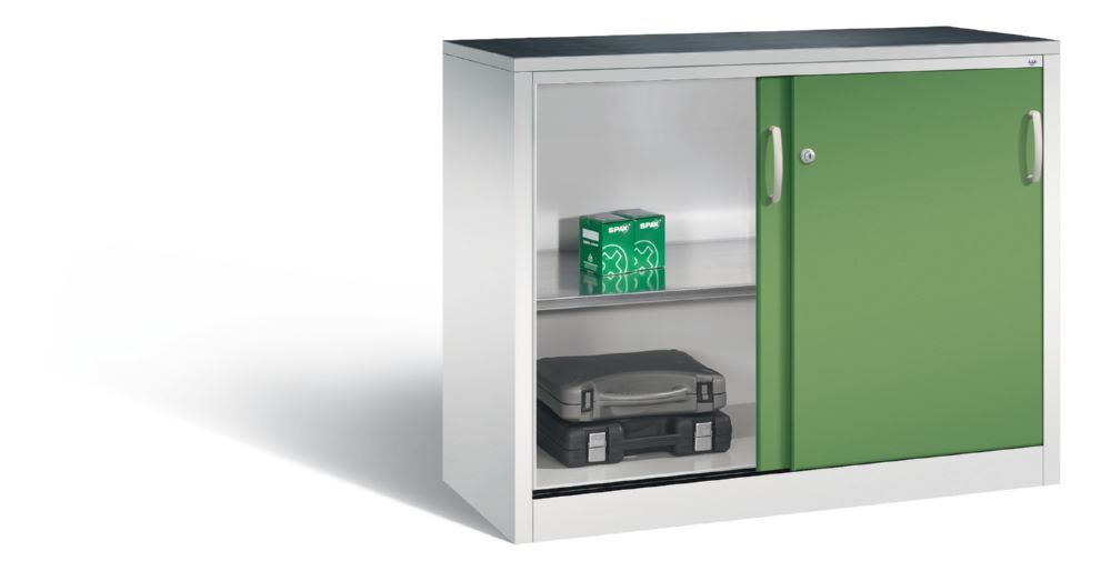 C+P Schiebetürenschrank Acurado 2000 2 Fachböden resedagrün 1200 x 500 x 1000 mm Produktbild C+P Schiebetürenschrank Acurado 2000 2 Fachböden resedagrün 1200 x 500 x 1000 mm bild 3