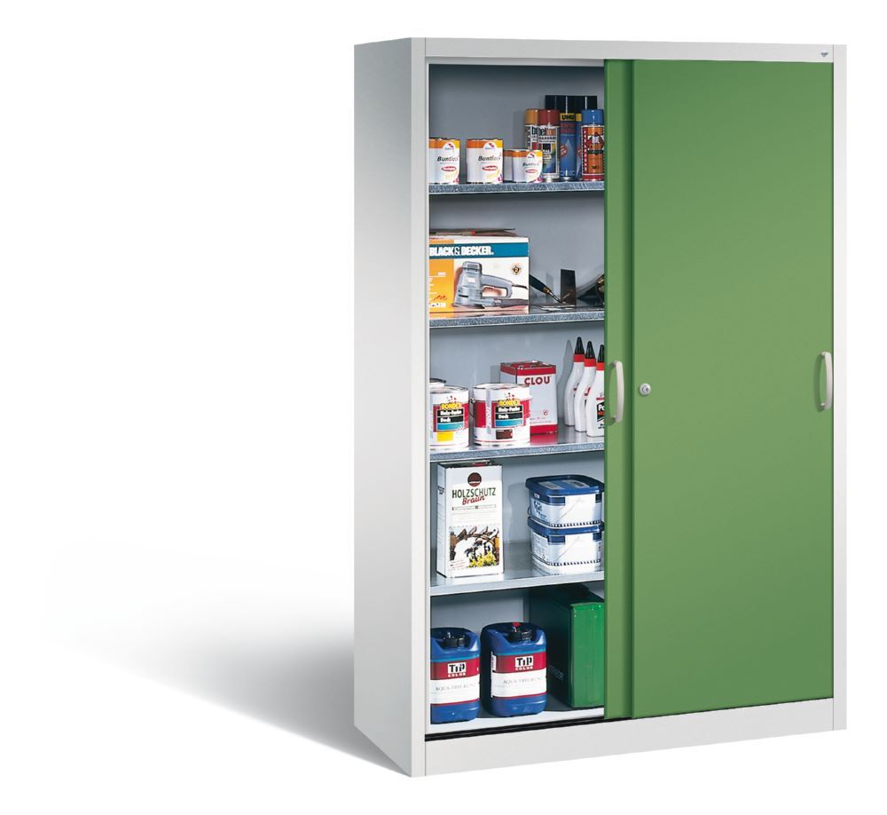 C+P Schiebetürenschrank Acurado 4 große Fachböden resedagrün 1200 x 500 x 1950 mm Produktbild C+P Schiebetürenschrank Acurado 4 große Fachböden resedagrün 1200 x 500 x 1950 mm bild 3