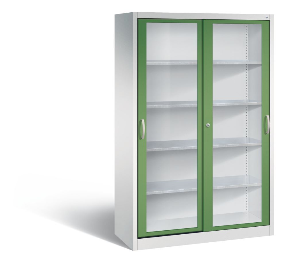 C+P Werkzeug Schiebetürenschrank Acurado 2000 H 1950 mm lichtgrau resedagrün Produktbild C+P Werkzeug Schiebetürenschrank Acurado 2000 H 1950 mm lichtgrau resedagrün