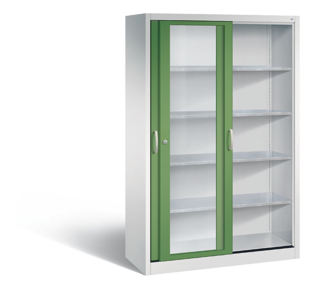 C+P Werkzeug Schiebetürenschrank Acurado 2000 H 1950 mm lichtgrau resedagrün Produktbild C+P Werkzeug Schiebetürenschrank Acurado 2000 H 1950 mm lichtgrau resedagrün bild 2