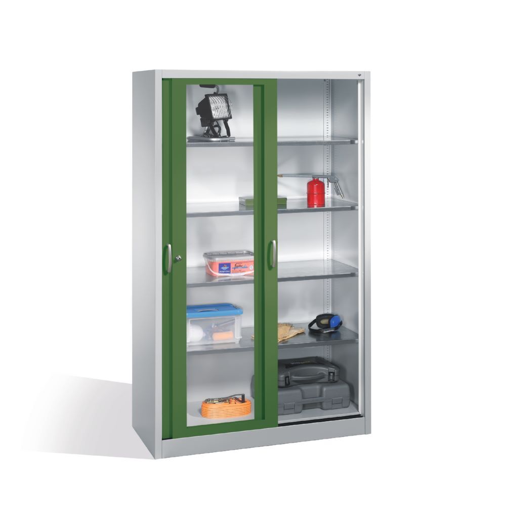 C+P Werkzeug Schiebetürenschrank Acurado 2000 H 1950 mm lichtgrau resedagrün Produktbild C+P Werkzeug Schiebetürenschrank Acurado 2000 H 1950 mm lichtgrau resedagrün bild 3