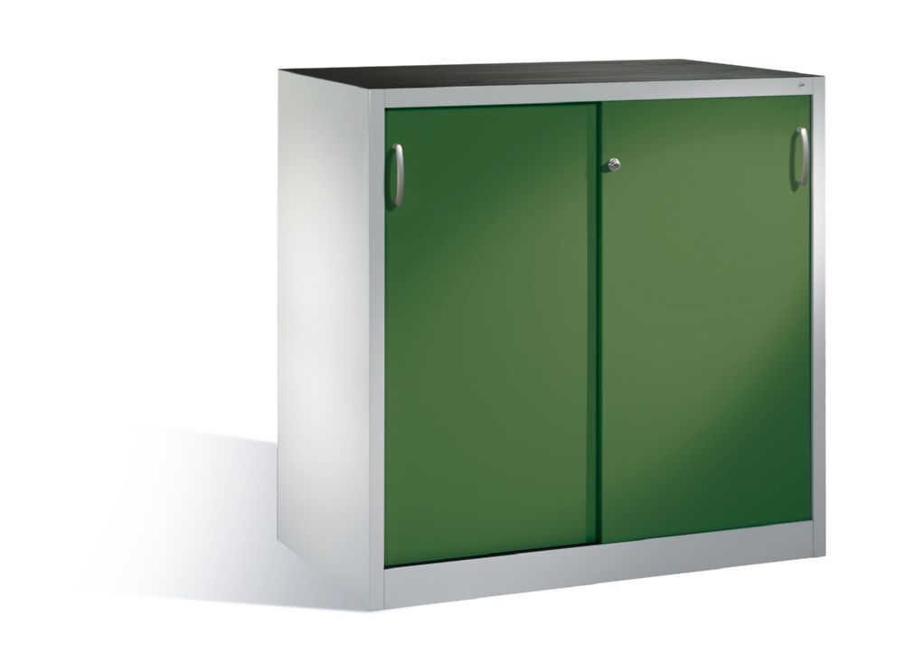 C+P Schiebetürenschrak mit Leichtlaufrollen resedagrün 1200 x 600 x 1200 mm Produktbild C+P Schiebetürenschrak mit Leichtlaufrollen resedagrün 1200 x 600 x 1200 mm