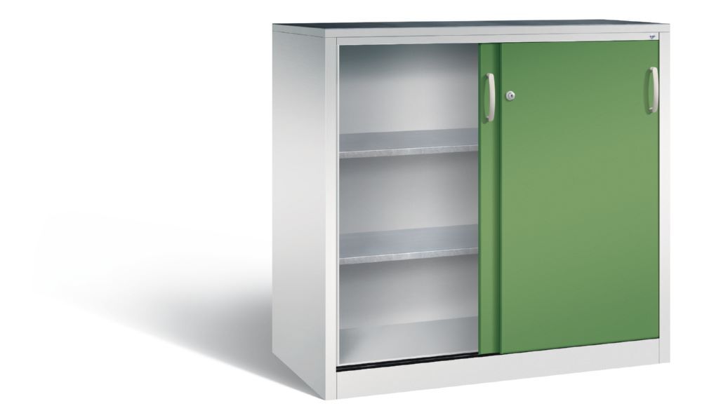C+P Schiebetürenschrak mit Leichtlaufrollen resedagrün 1200 x 600 x 1200 mm Produktbild C+P Schiebetürenschrak mit Leichtlaufrollen resedagrün 1200 x 600 x 1200 mm bild 2