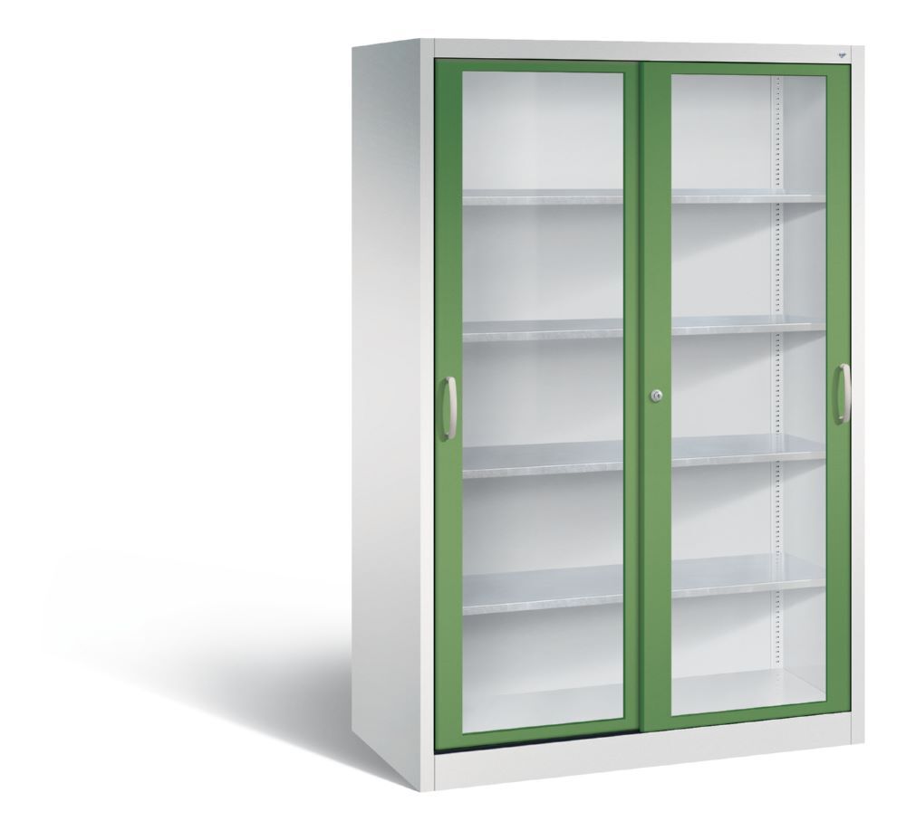 C+P Werkzeug Schiebetürenschrank Acurado 2000 H 1950 mm lichtgrau resedagrün Produktbild C+P Werkzeug Schiebetürenschrank Acurado 2000 H 1950 mm lichtgrau resedagrün