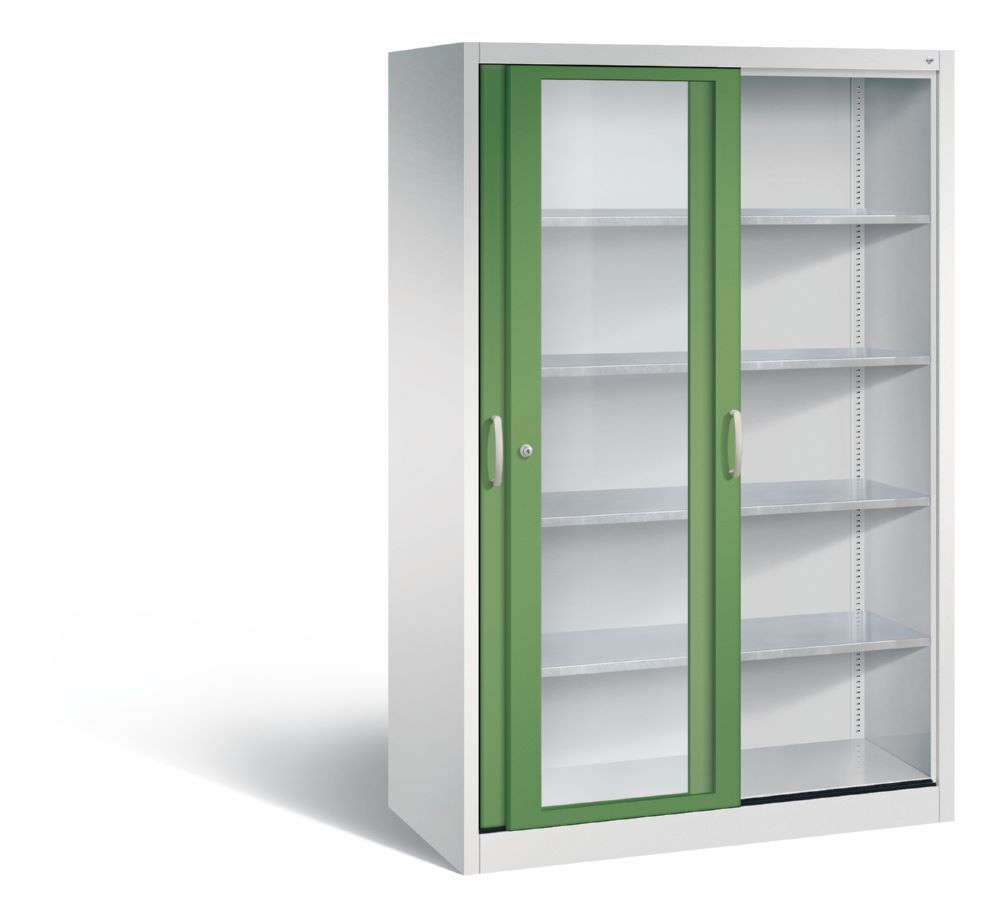 C+P Werkzeug Schiebetürenschrank Acurado 2000 H 1950 mm lichtgrau resedagrün Produktbild C+P Werkzeug Schiebetürenschrank Acurado 2000 H 1950 mm lichtgrau resedagrün bild 2